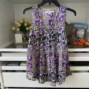 Forever21 Sleeveless Sheer Print Button Up Top